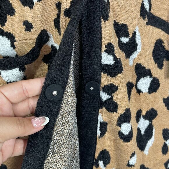 Chicos Cardigan Women XL Long Sleeve Chunky Cheetah Long Sweater Duster Cozy - Picture 5 of 12